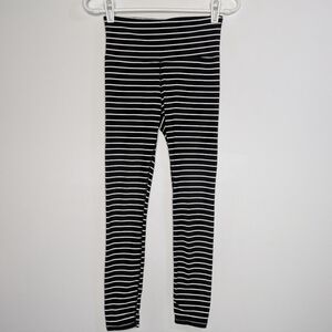 Athleta Black White Striped Workout Exercise Leggings XS